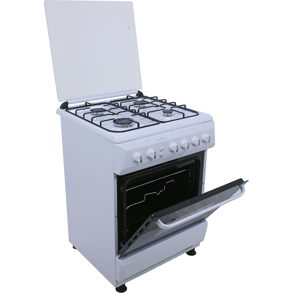 Aragaz VORTEX VAG6060WH01K, 4 arzatoare, Gaz, L 60 cm, Grill, Rotisor, alb
