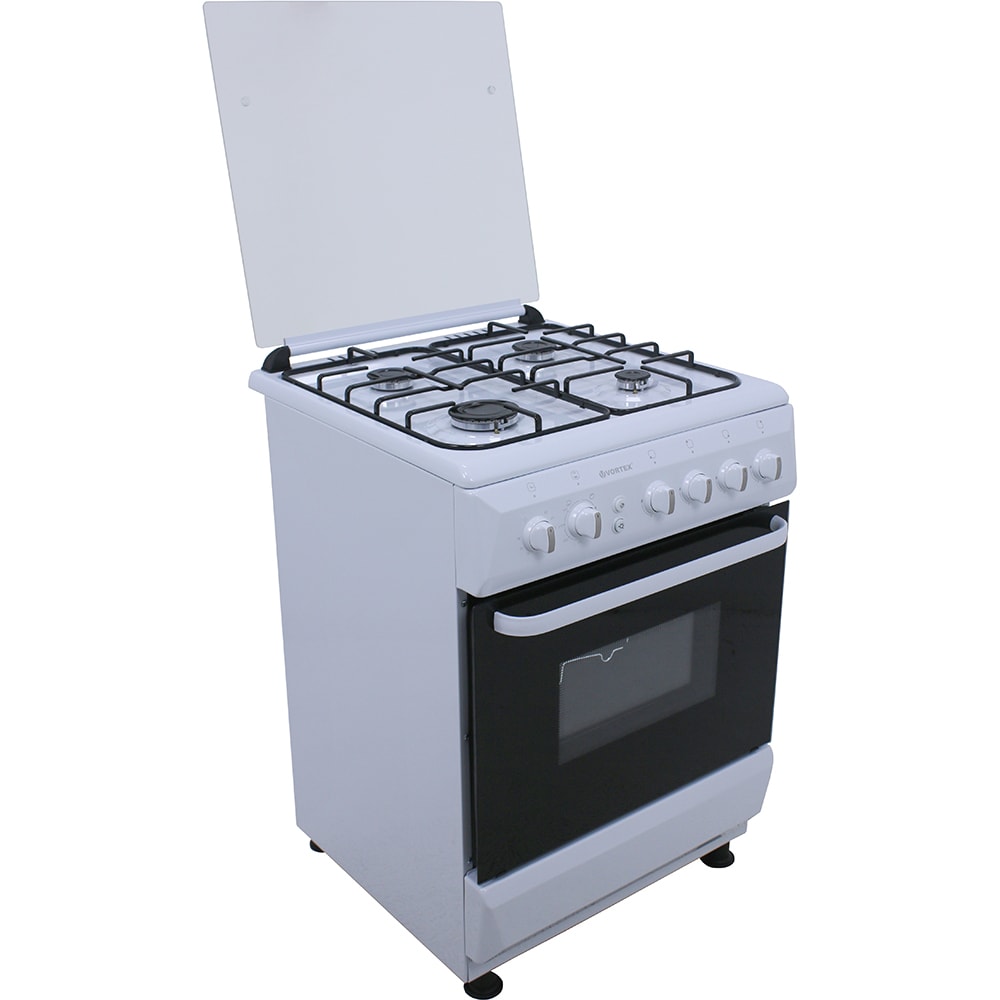 Aragaz VORTEX VAG6060WH01K, 4 arzatoare, Gaz, L 60 cm, Grill, Rotisor, alb