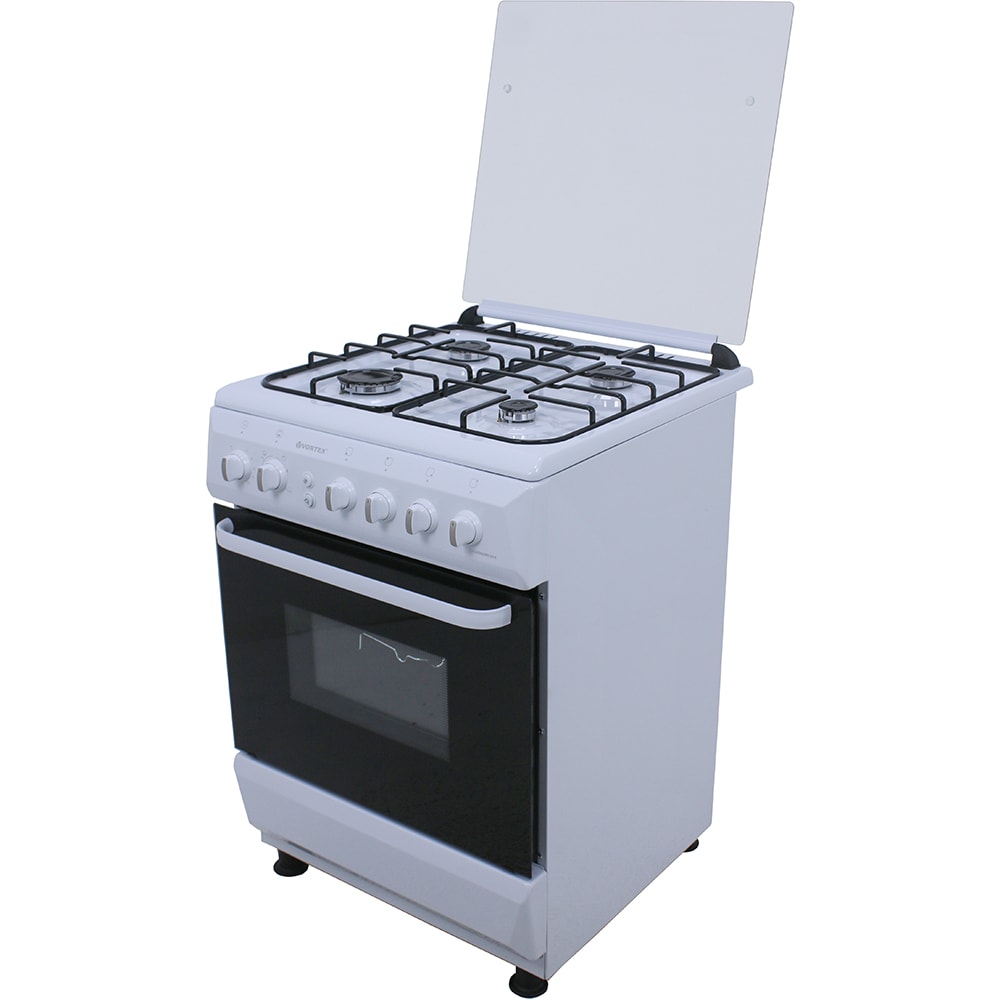 Aragaz VORTEX VAG6060WH01K, 4 arzatoare, Gaz, L 60 cm, Grill, Rotisor, alb