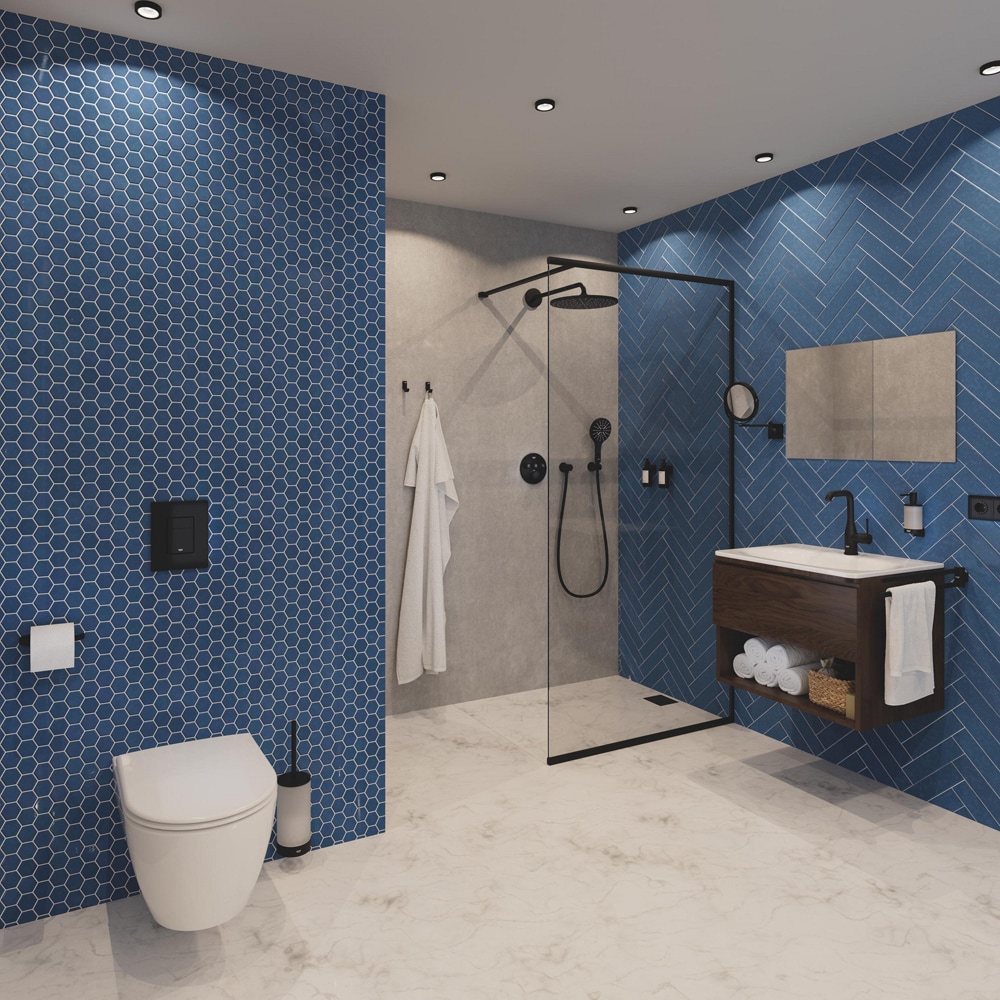 Para dus GROHE Rainshower SmartActive 130 22127KF0, 3 functii, negru