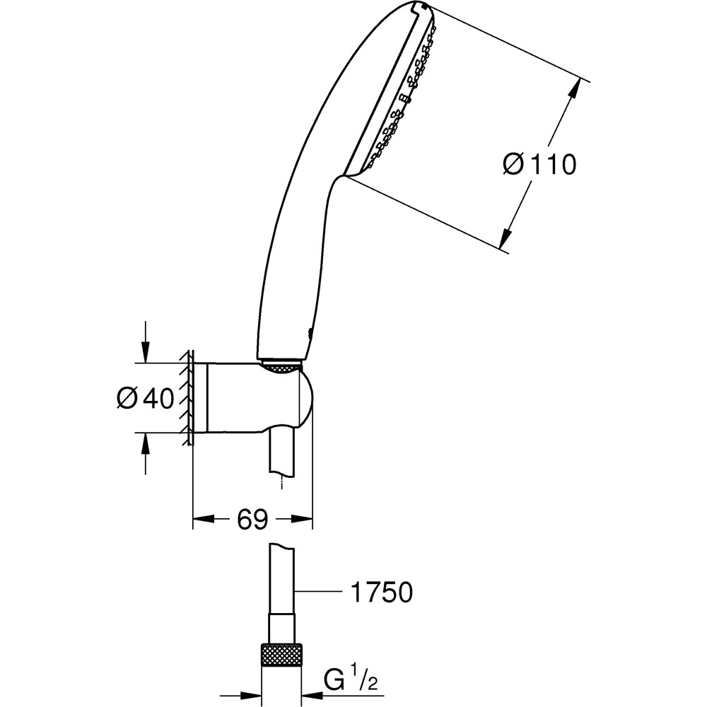 Para dus GROHE Vitalio Start 110 27944001, 2 functii, negru