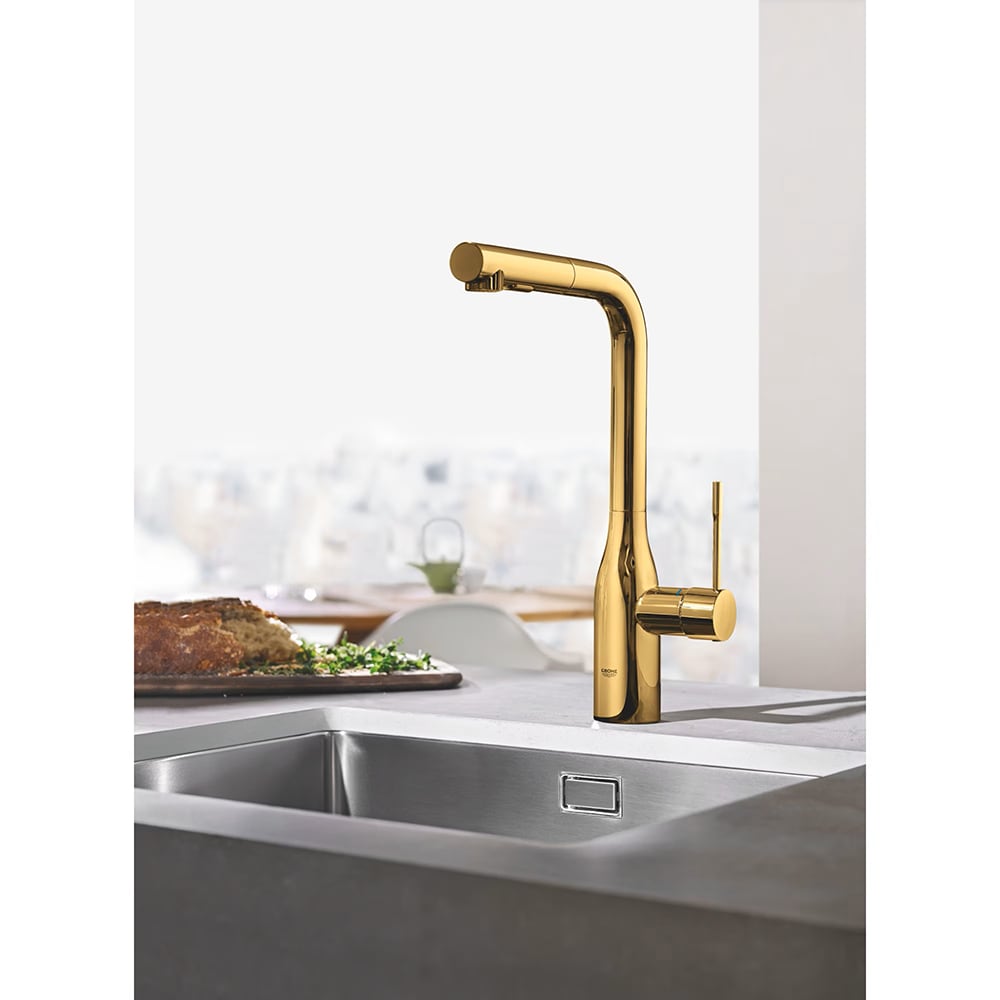 Baterie bucatarie GROHE Essence 30270GL0, dus extractibil, metal, auriu