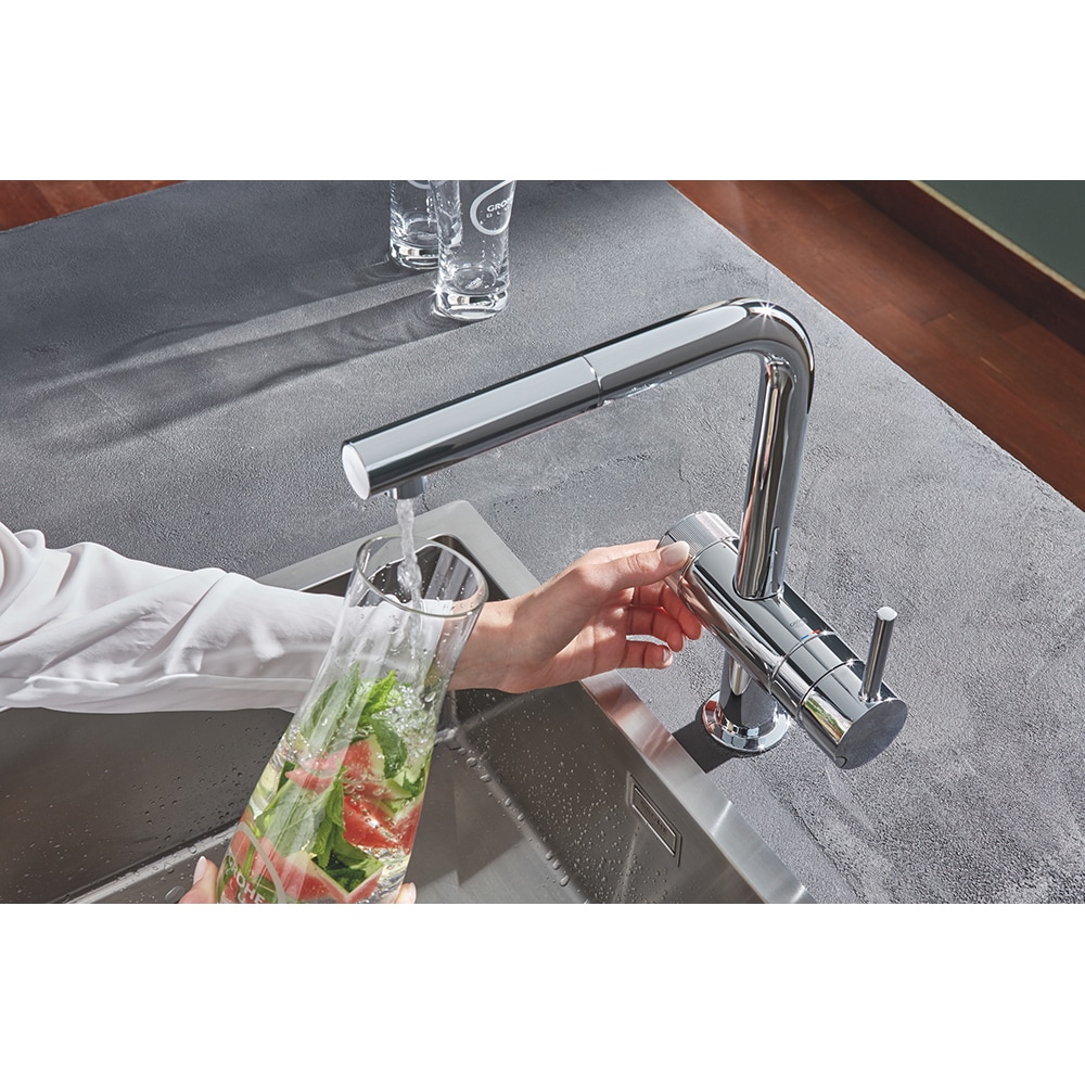 Baterie bucatarie cu filtru GROHE Blue Pure Minta 30382000, dus extractibil, alama, crom