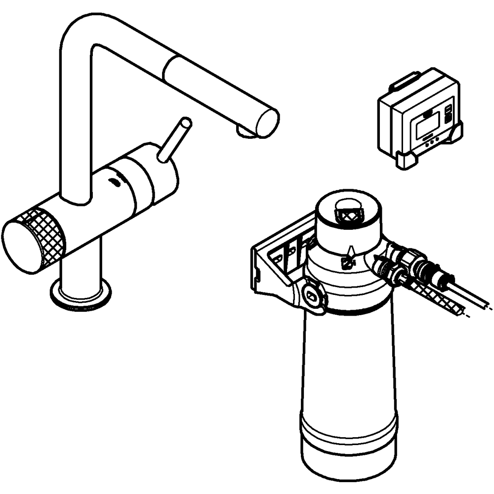 Baterie bucatarie cu filtru GROHE Blue Pure Minta 30382000, dus extractibil, alama, crom
