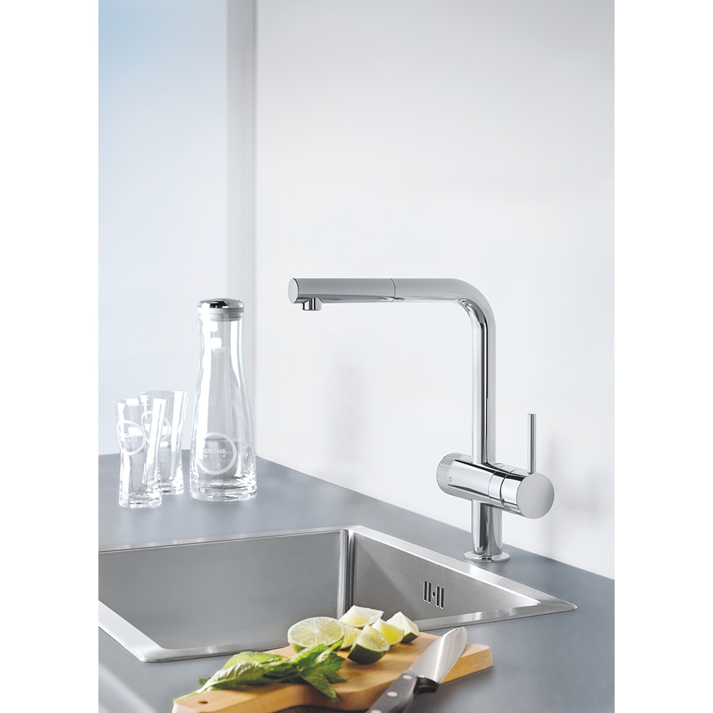 Baterie bucatarie cu filtru GROHE Blue Pure Minta 30382000, dus extractibil, alama, crom