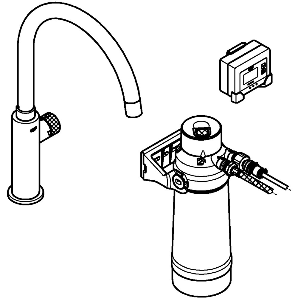 Baterie bucatarie cu filtru GROHE Blue Pure 30387000, alama, crom