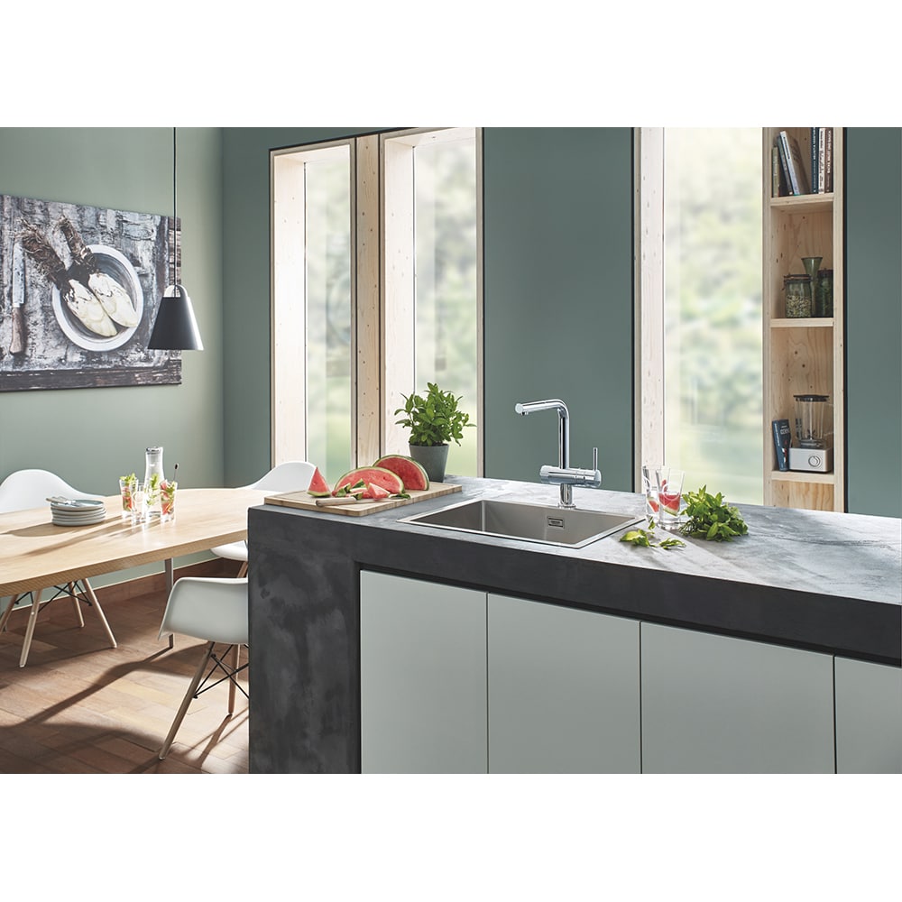 Baterie bucatarie cu filtru GROHE Blue Pure Minta 30393000, dus extractibil, alama, crom