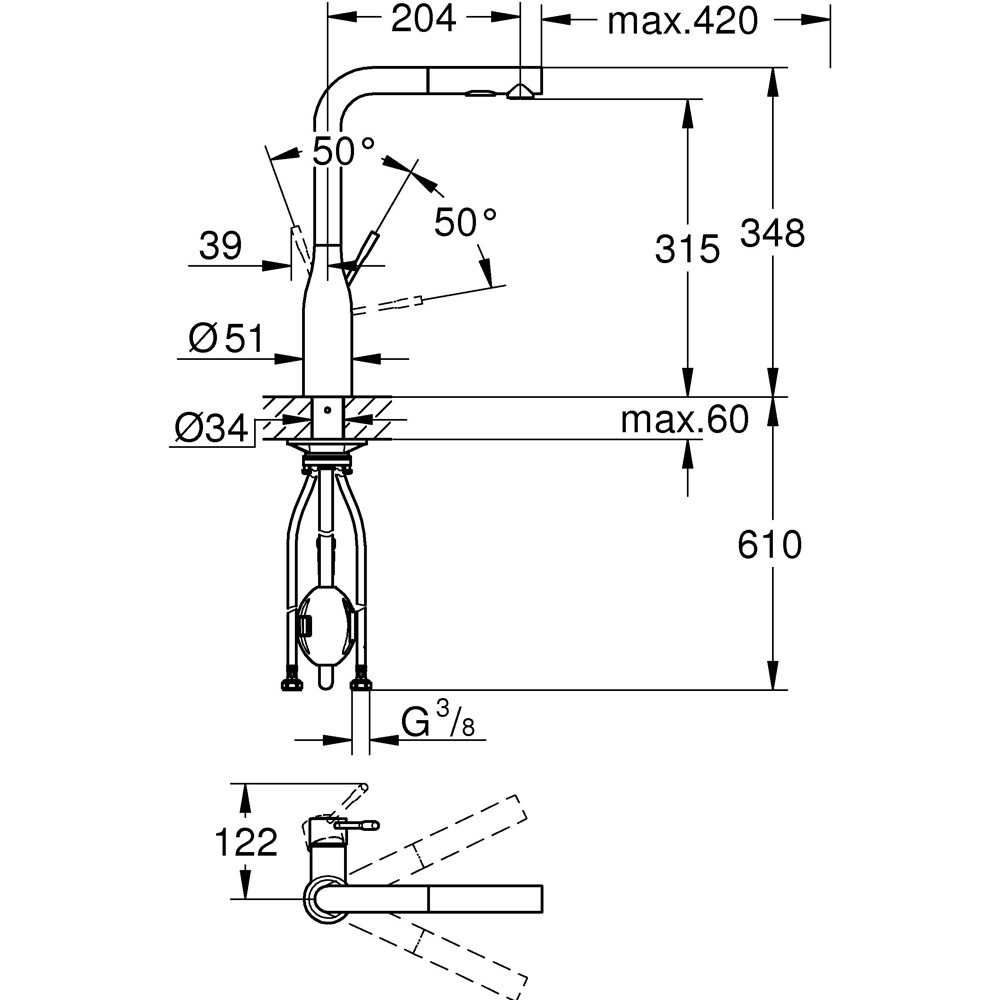 Baterie bucatarie GROHE Essence 30504A00, alama sanitara, grafit