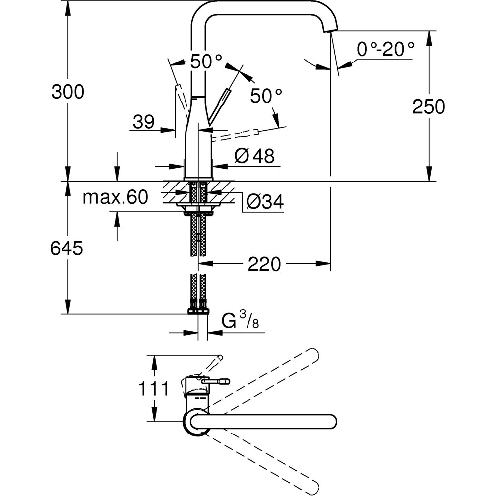 Baterie bucatarie GROHE Essence 30505GL0, alama sanitara, auriu