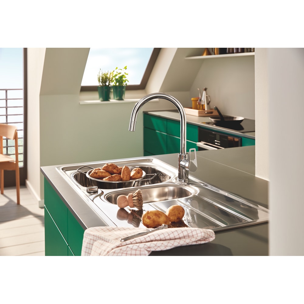 Baterie bucatarie GROHE Bauloop 30543000, alama sanitara, crom