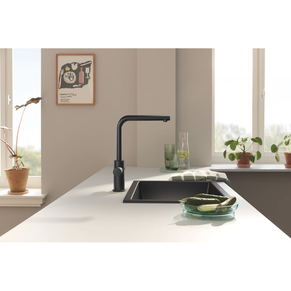 Baterie bucatarie GROHE Blue Pure Vento 30579KF0, alama sanitara, negru