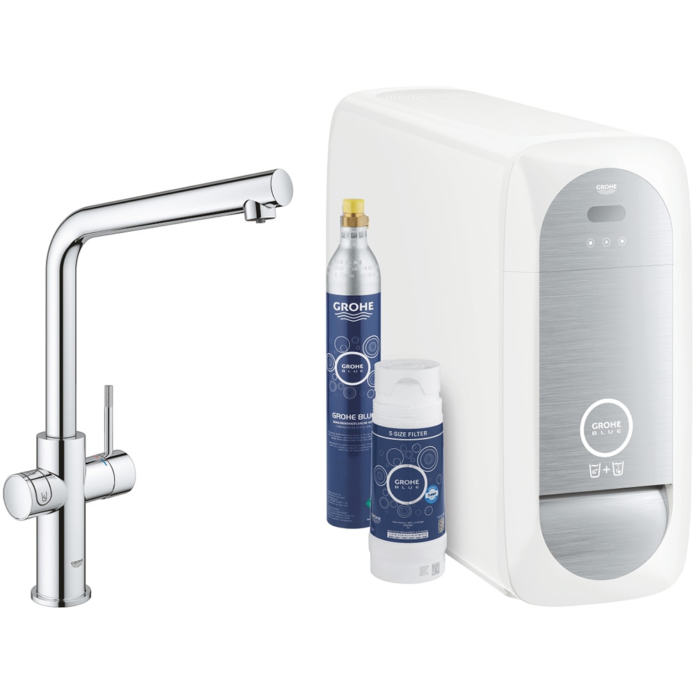 Baterie bucatarie cu unitate de racire si filtru GROHE Blue Home 31454001, metal, argintiu