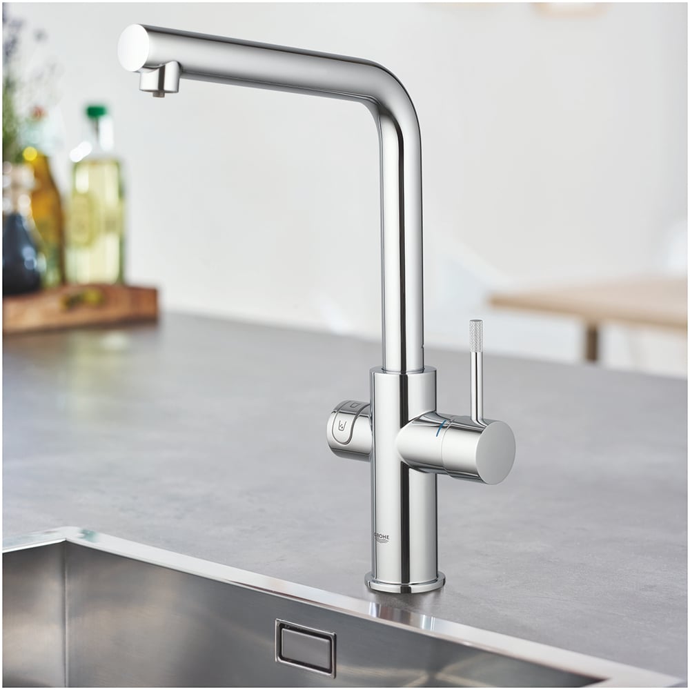 Baterie bucatarie cu unitate de racire si filtru GROHE Blue Home 31454001, metal, argintiu