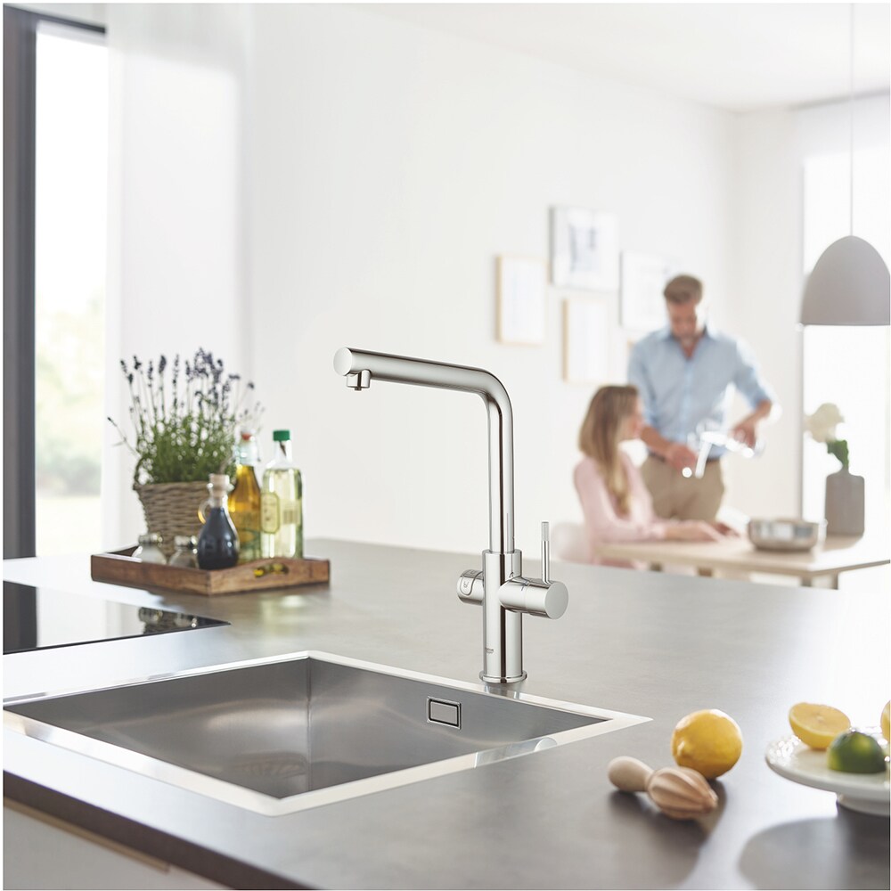 Baterie bucatarie cu unitate de racire si filtru GROHE Blue Home 31454001, metal, argintiu