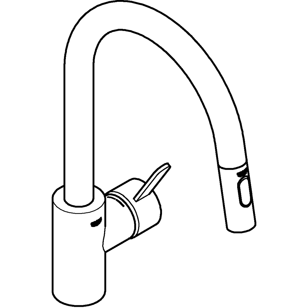 Baterie bucatarie GROHE Eurosmart Cosmopolitan 31481001, dus extractibil, alama, crom