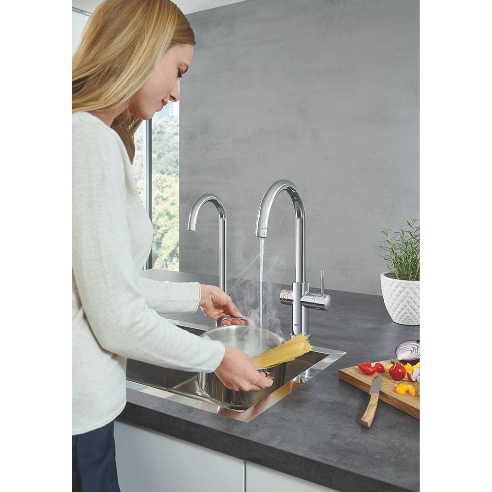 Baterie bucatarie cu unitate de racire si filtru GROHE Blue Home 31498001, alama, crom