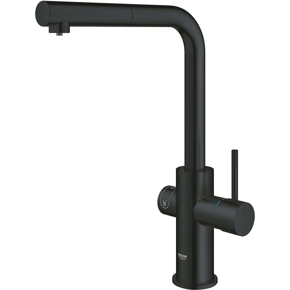 Baterie bucatarie cu unitate de racire si filtru GROHE Blue Home 31539KS0, dus extractibil, alama, negru