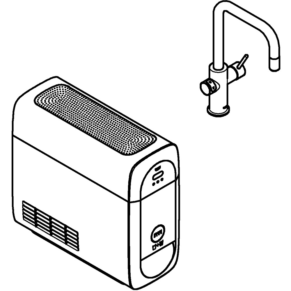 Baterie bucatarie cu unitate de racire si filtru GROHE Blue Home 31543DC0, alama, gri mat