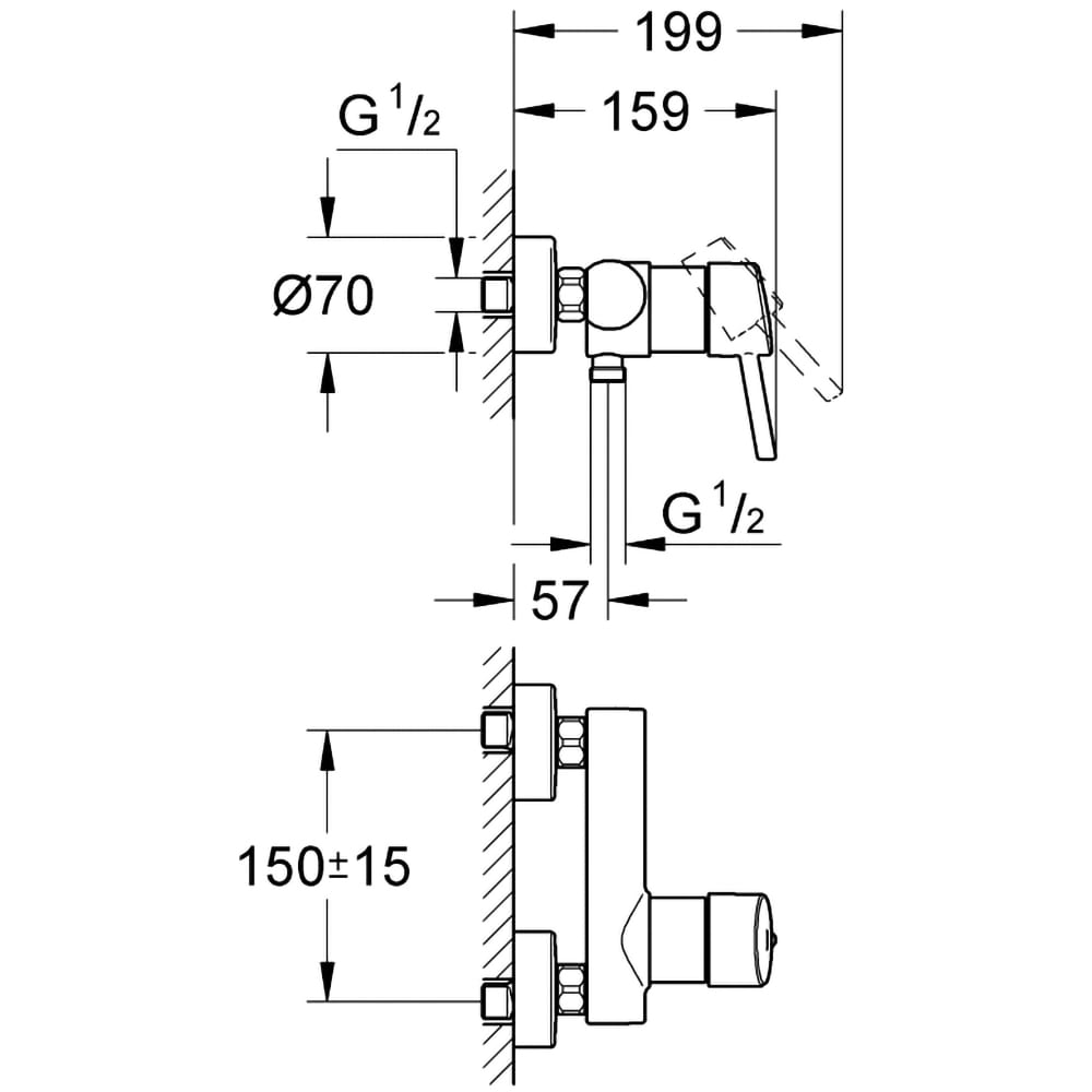 Baterie dus GROHE Concetto 32210001, alama, argintiu