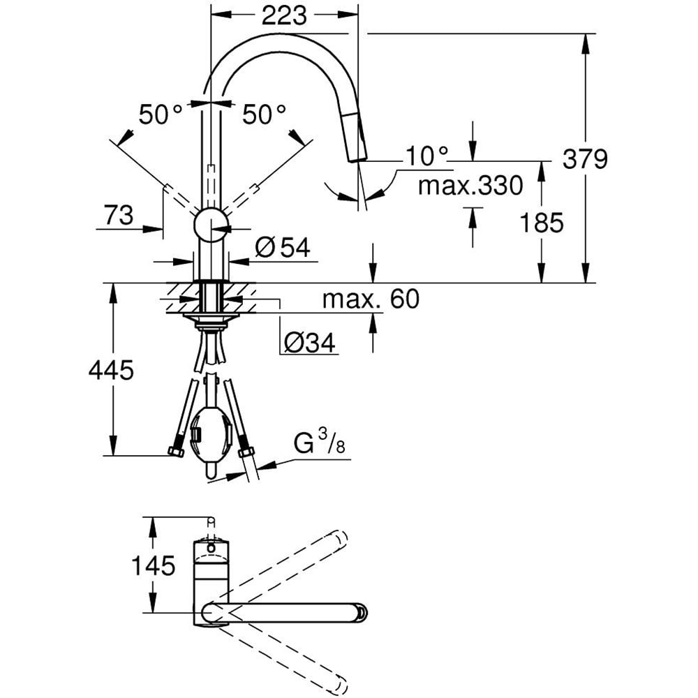 Baterie bucatarie GROHE Minta 32321AL2, metal, gri antracit