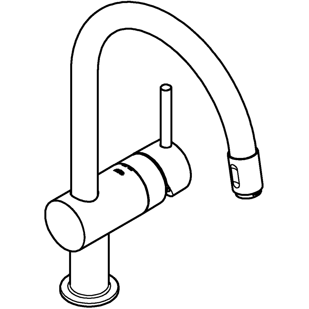 Baterie bucatarie GROHE Minta 32918000, dus extractibil, alama, crom