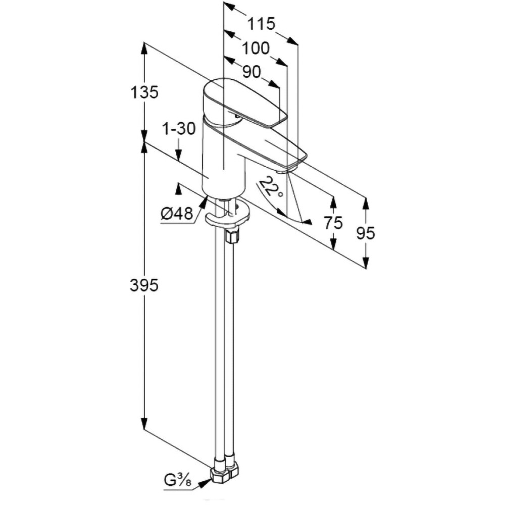 Baterie lavoar KLUDI Pure&Solid 340280575, alama sanitara, argintiu
