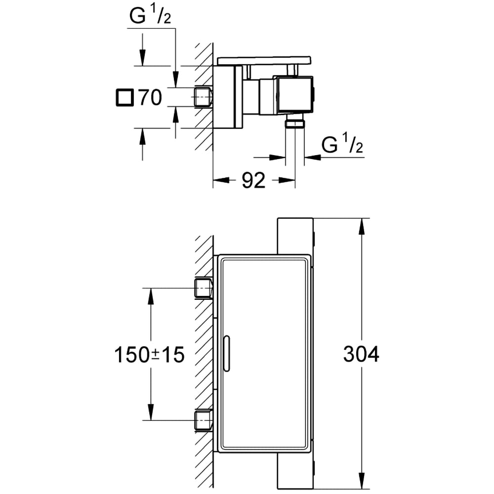 Baterie dus GROHE Grohtherm Cube 34491000, alama, argintiu