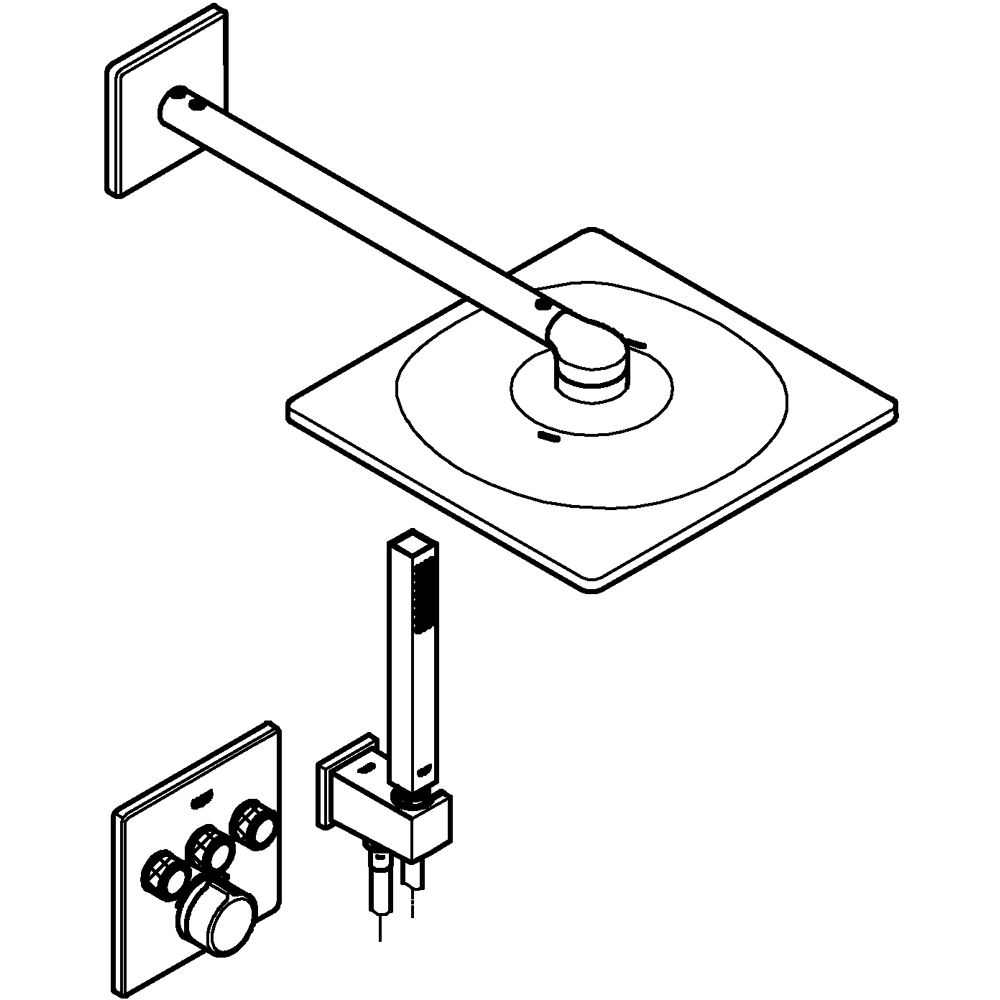Sistem dus GROHE SmartControl 310 34712000, termostat, 3 functii, crom