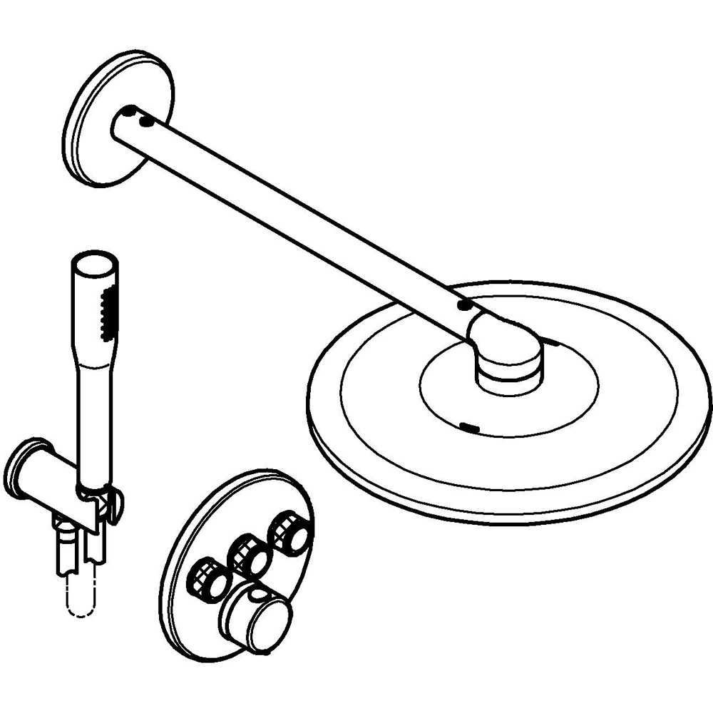 Sistem dus GROHE SmartControl 310 34874000, termostat, 3 functii, crom