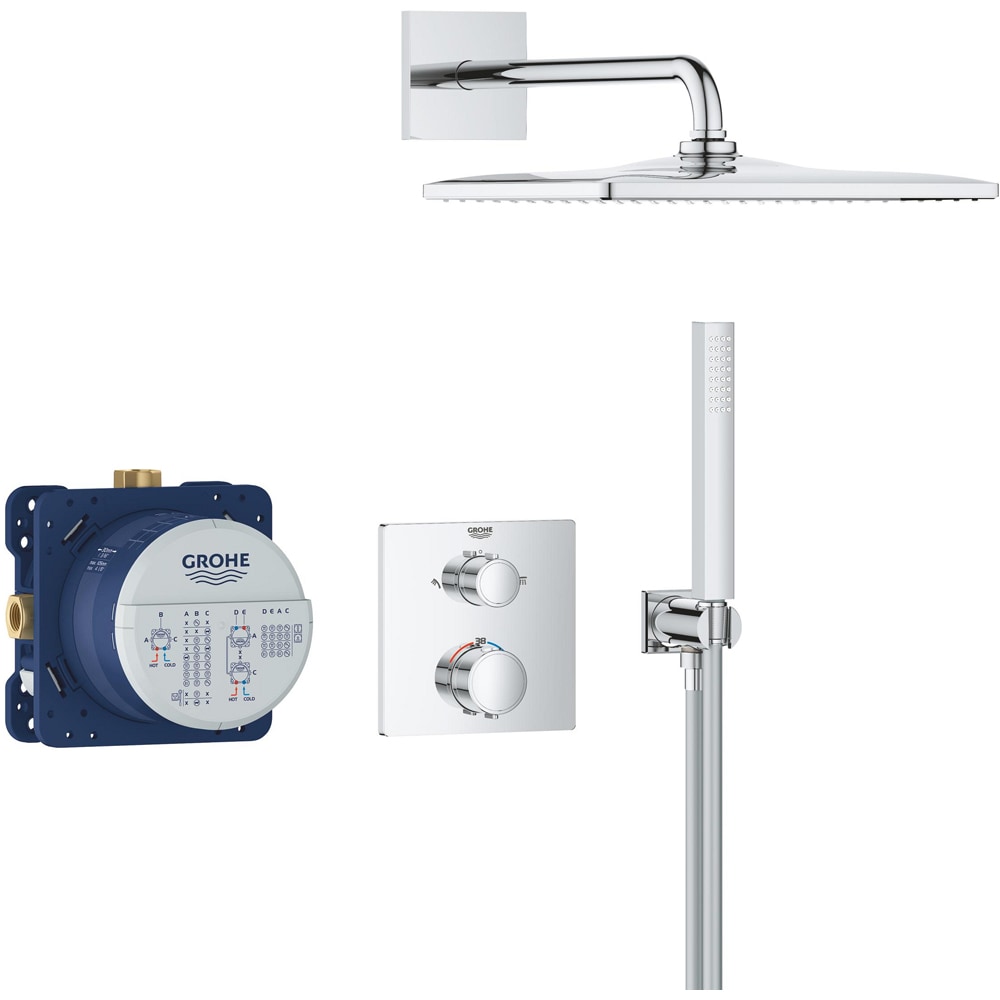 Sistem dus GROHE Precision Cube 310 34881000, termostat, 1 functie, crom