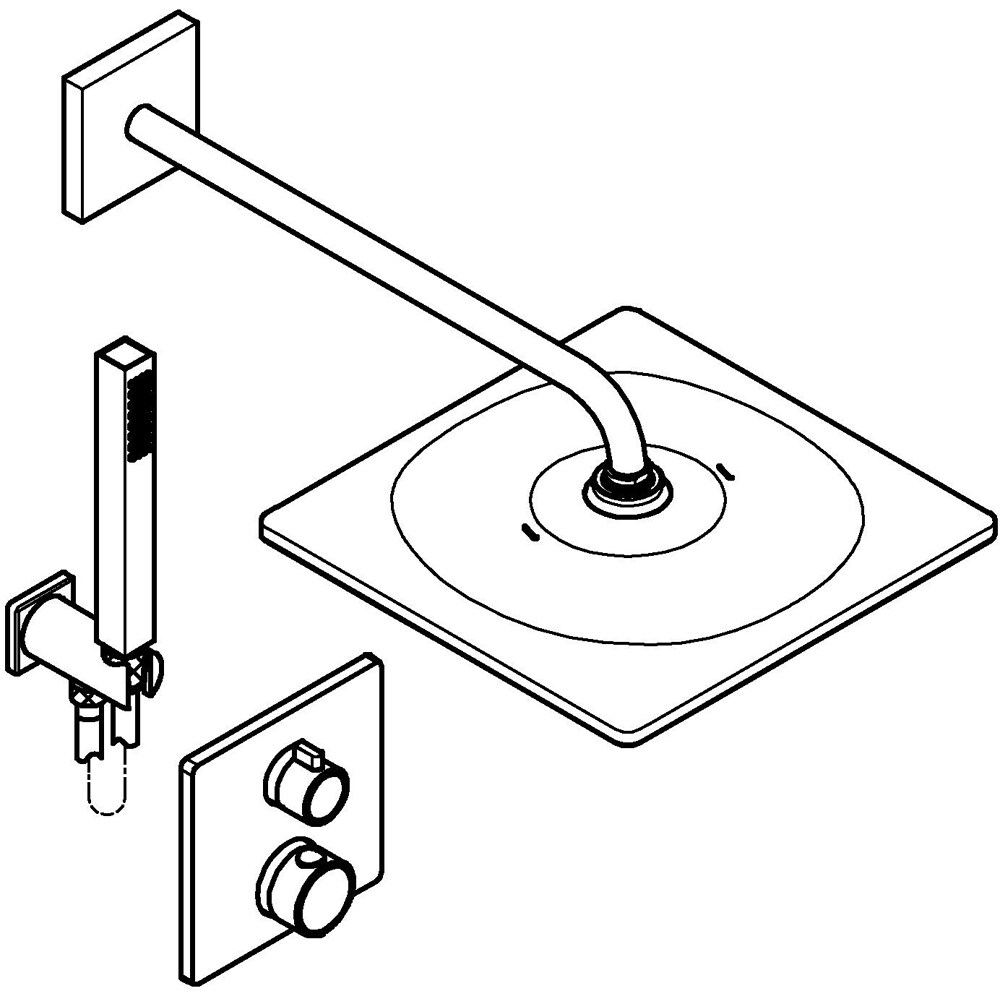 Sistem dus GROHE Precision Cube 310 34881000, termostat, 1 functie, crom