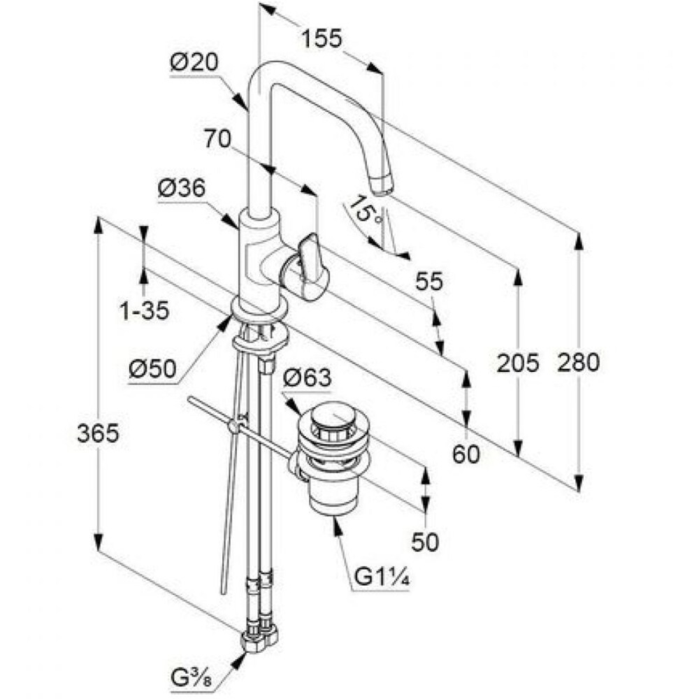 Baterie lavoar KLUDI Pure&Easy 370230565, alama sanitara, argintiu