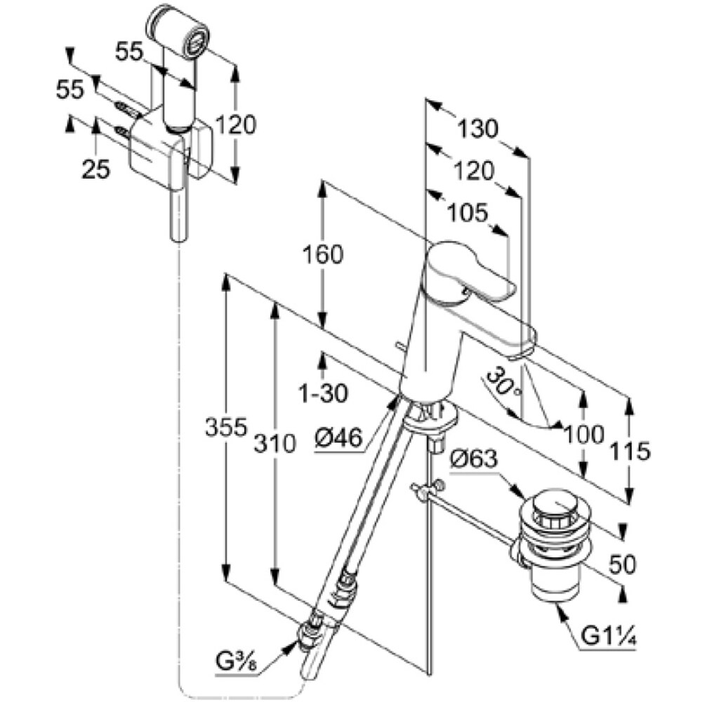Baterie lavoar KLUDI Pure&Easy 372590565, alama sanitara, argintiu