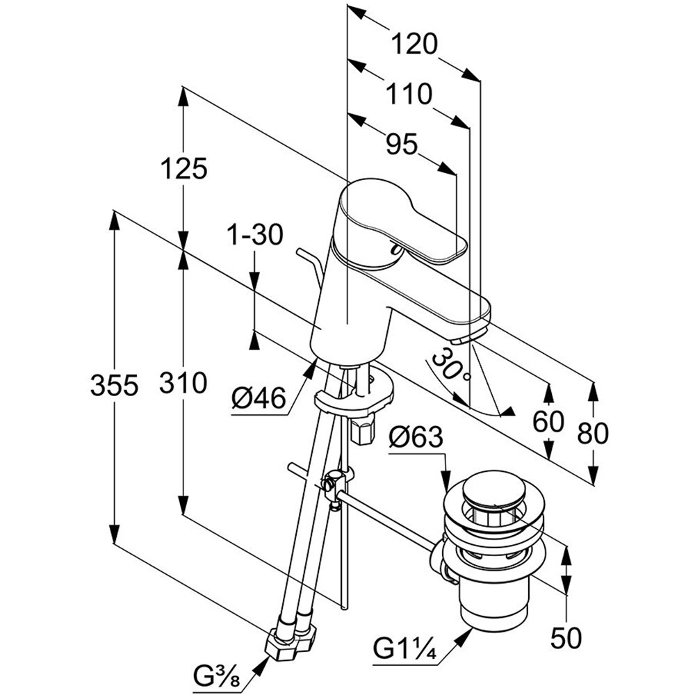 Baterie lavoar KLUDI Pure&Easy 372850565, alama sanitara, argintiu