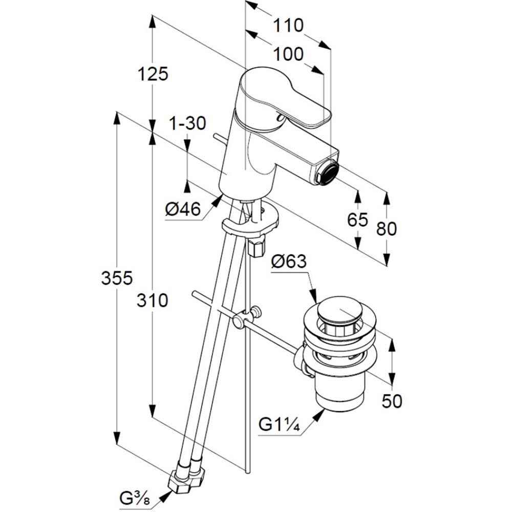 Baterie bideu KLUDI Pure&Easy 375339165, alama sanitara, alb