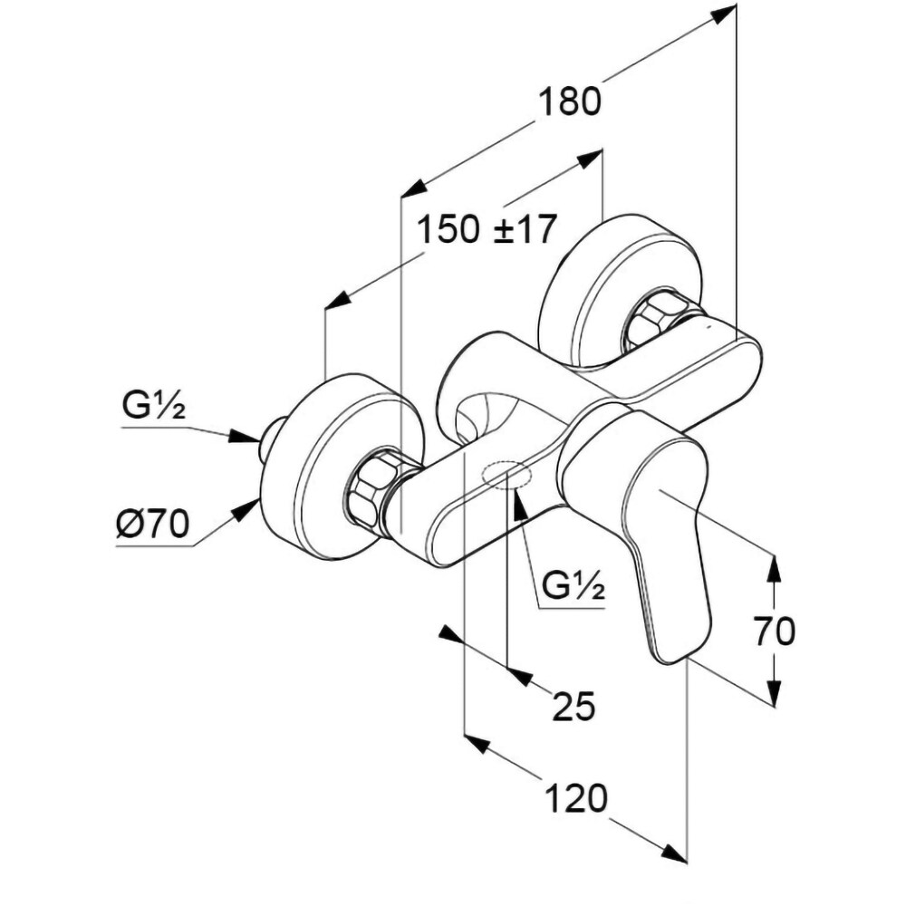 Baterie dus KLUDI Pure&Easy 378410565, alama sanitara, argintiu