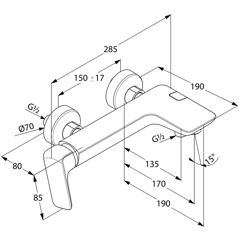 Baterie cada-dus KLUDI Ameo 416710575, alama sanitara, argintiu
