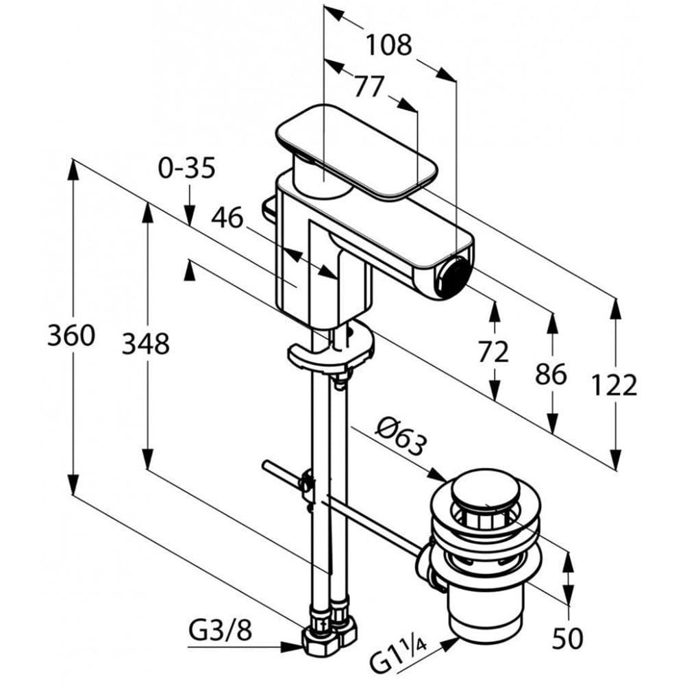 Baterie bideu KLUDI E2 492160575, alama sanitara, argintiu
