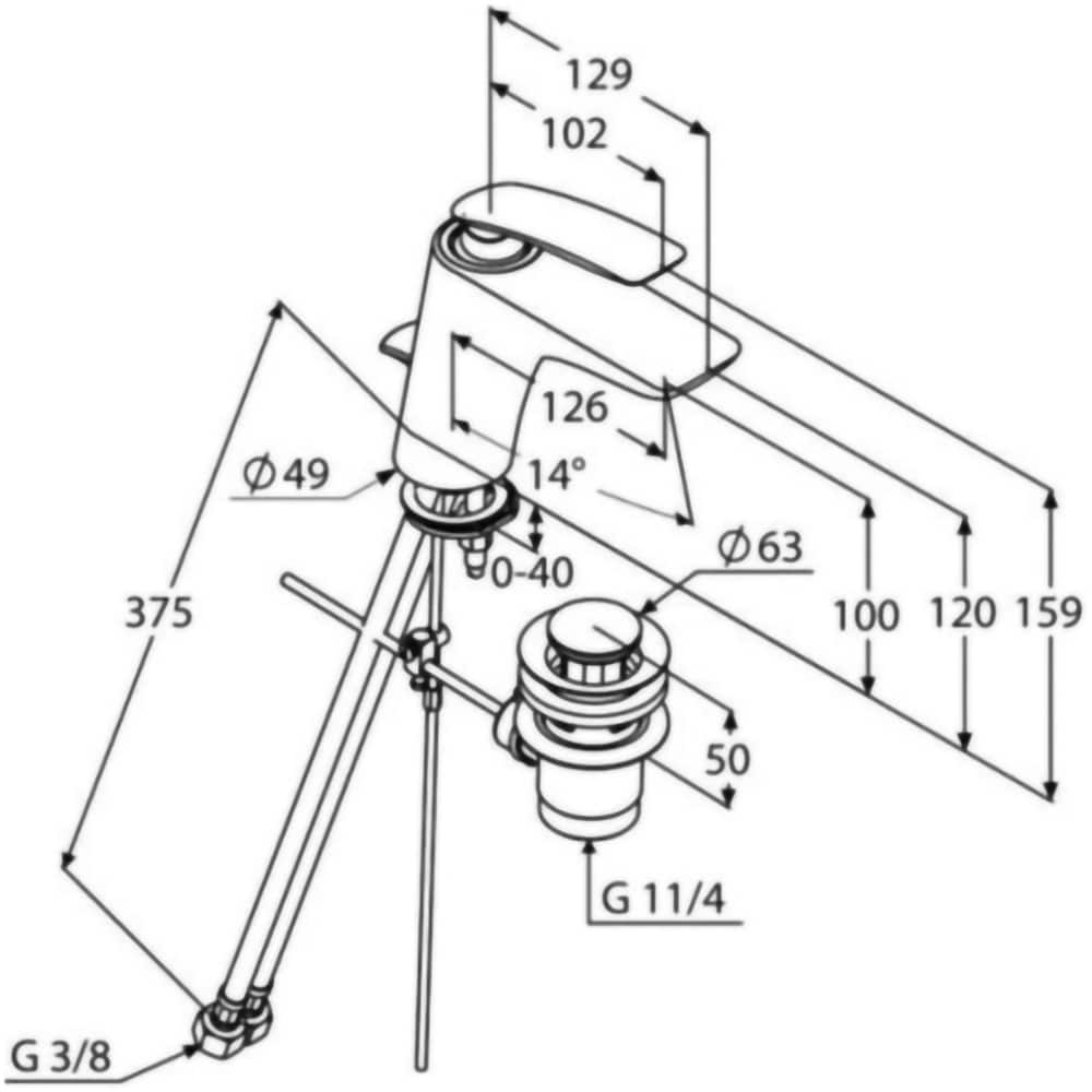 Baterie lavoar KLUDI Balance 520238775, alama sanitara, negru