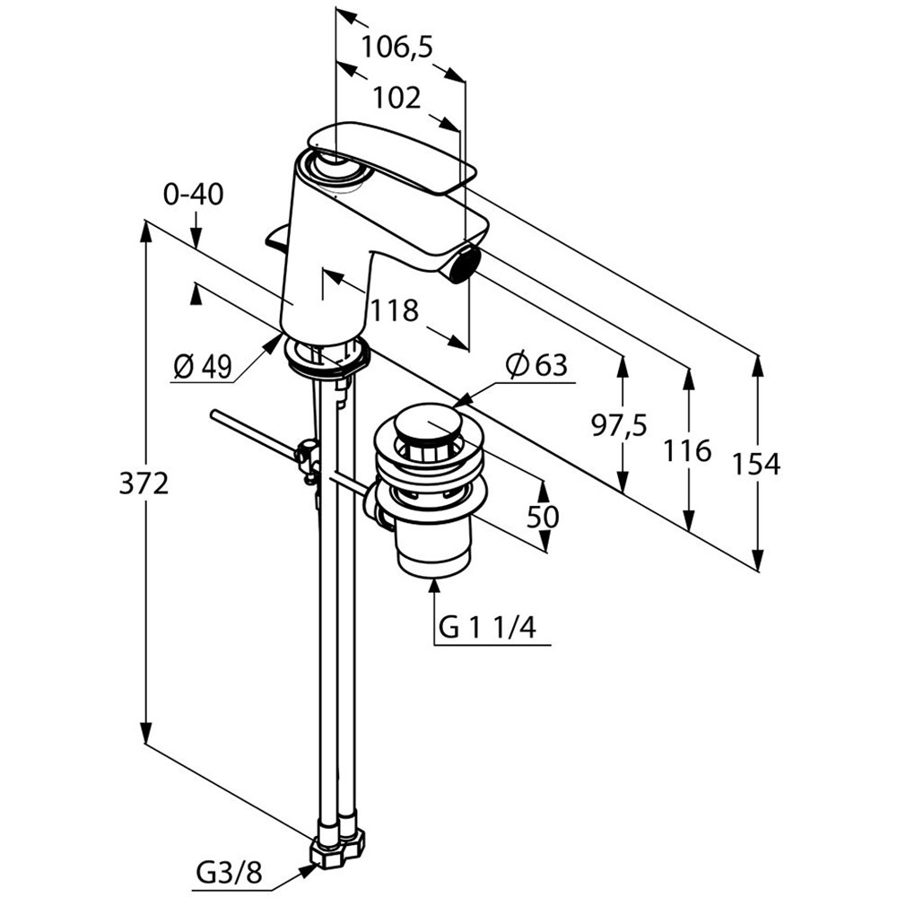 Baterie bideu KLUDI Balance 522168775, alama sanitara, negru