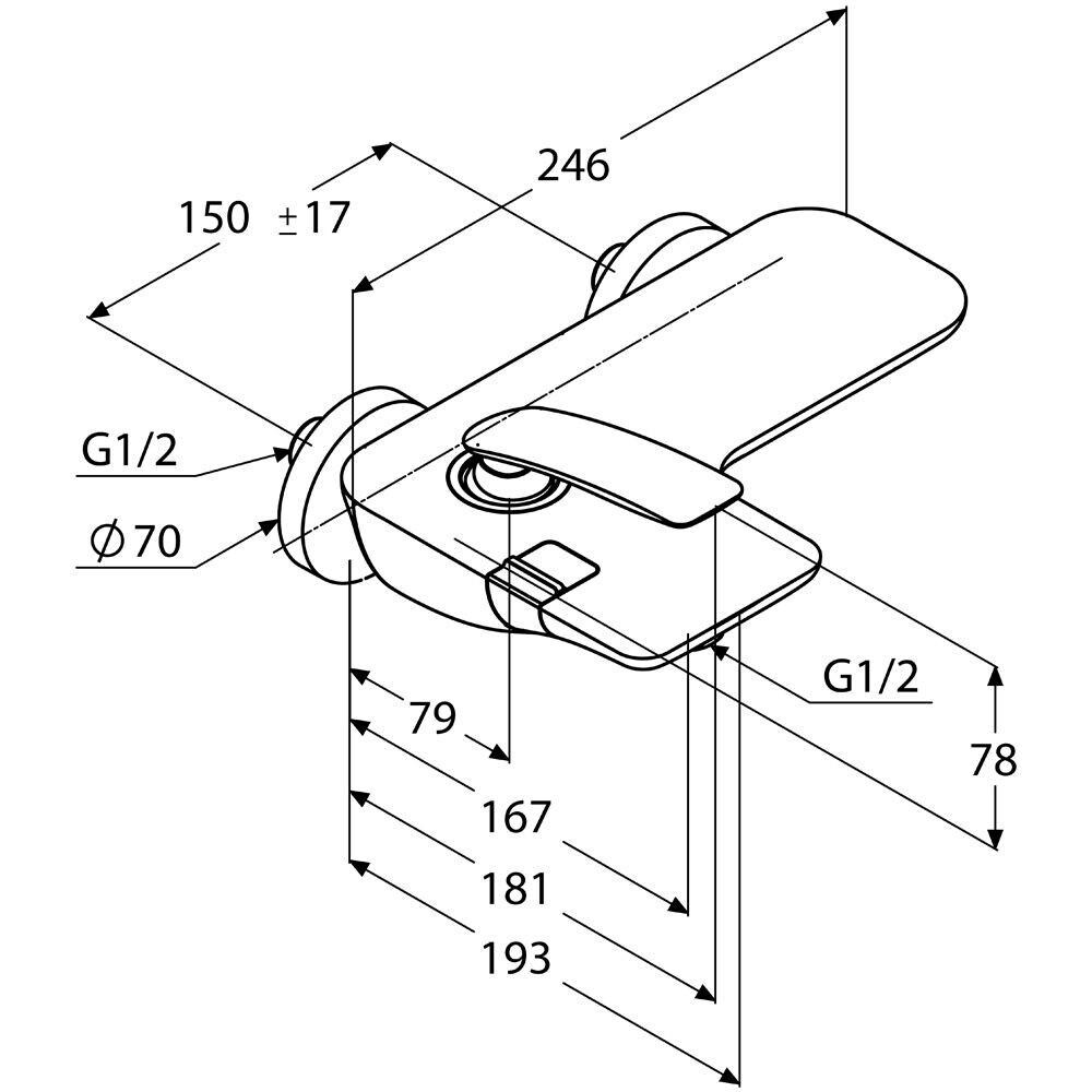 Baterie cada-dus KLUDI Balance 524458775, alama sanitara, negru