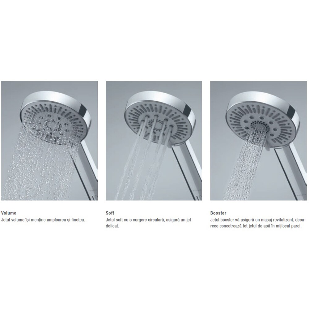 Para dus KLUDI A-QA 6570005-00, 3 functii, crom