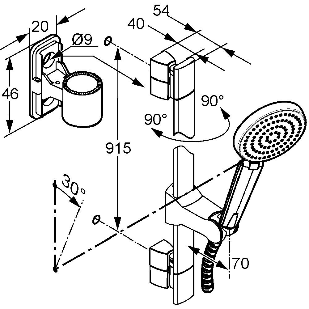 Set dus KLUDI A-QA 6614005-00, 1 functie, crom