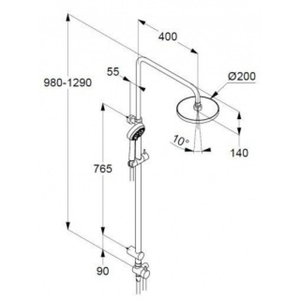 Sistem dus dual KLUDI Logo 6809305-00, 1 functie, crom