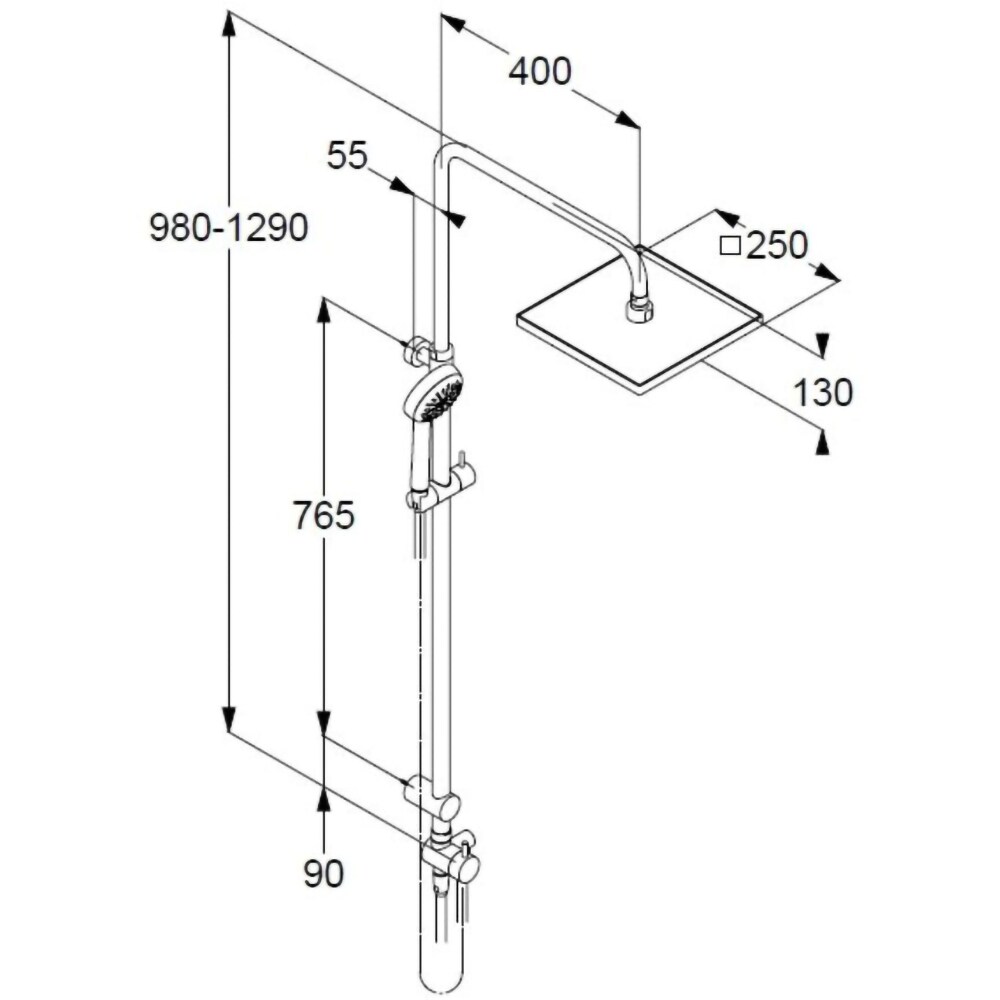 Sistem dus dual KLUDI Logo 6809905-00, 1 functie, crom