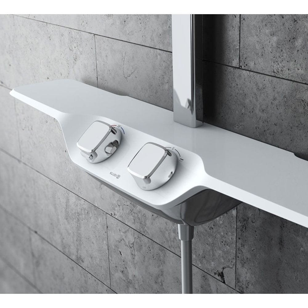 Sistem dus KLUDI Cockpit 8020091-00, termostat, 1 functie, crom-alb