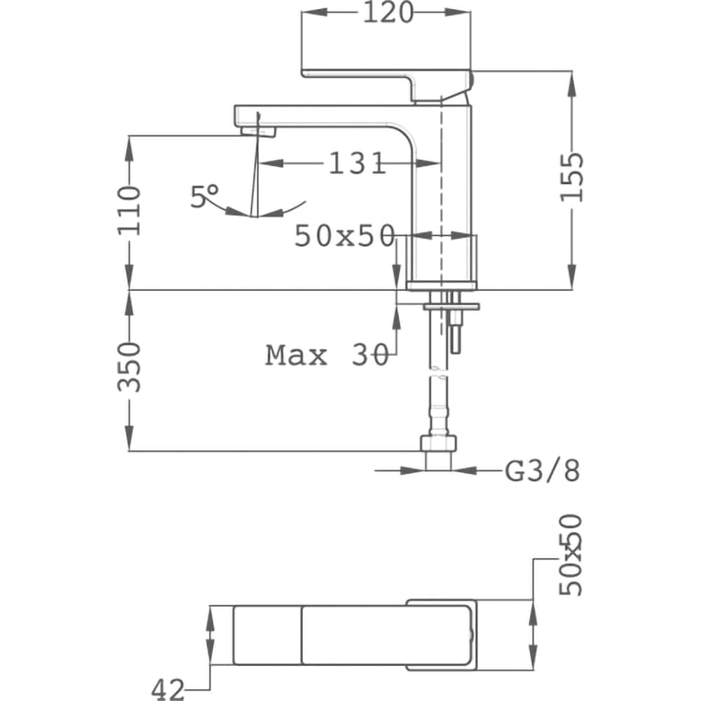 Baterie lavoar TEKA SOLLER 853461250, metal, crom