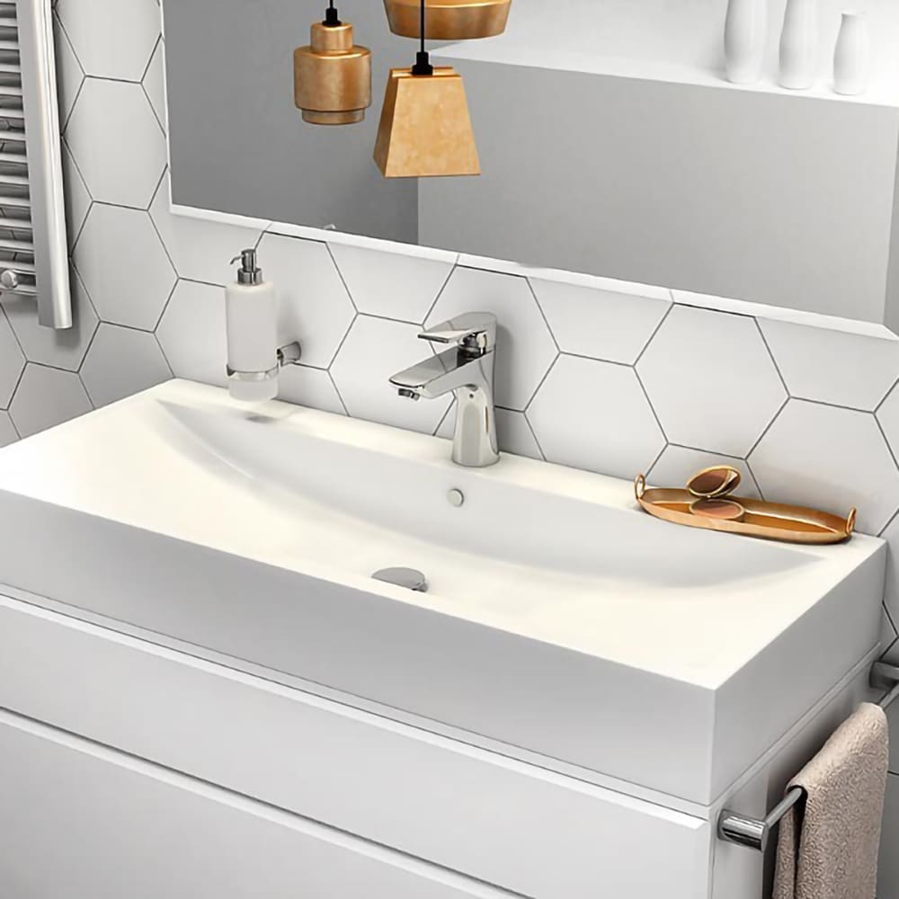 Baterie lavoar FERRO Square BAQ2, alama sanitara, argintiu