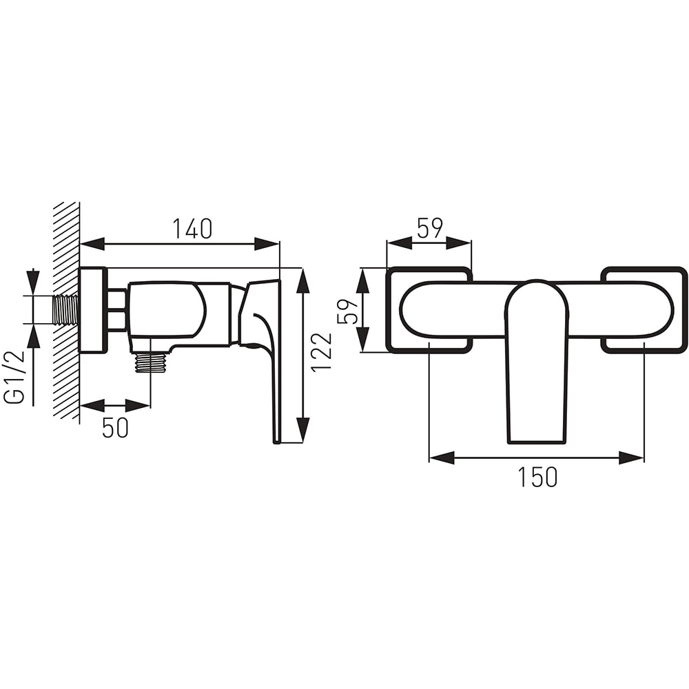 Baterie dus FERRO Algeo Square BAQ7BLC, alama sanitara, negru/crom