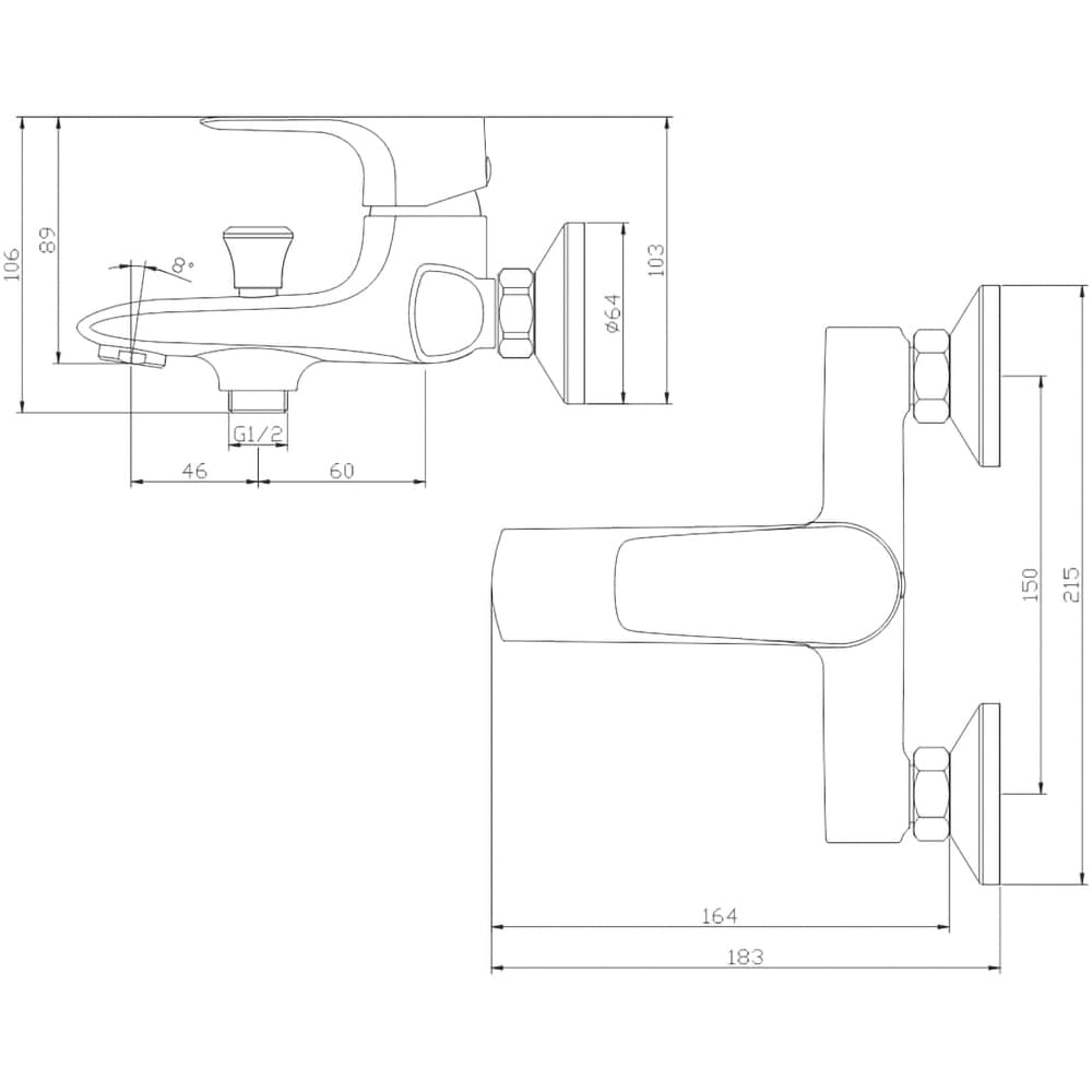 Baterie cada-dus SANOBI SBK-02, alama, negru